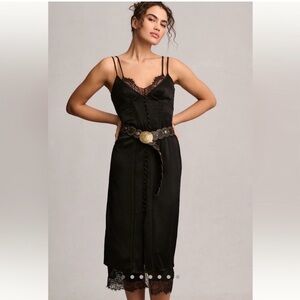 Anthropologie Black Lace Midi Dress